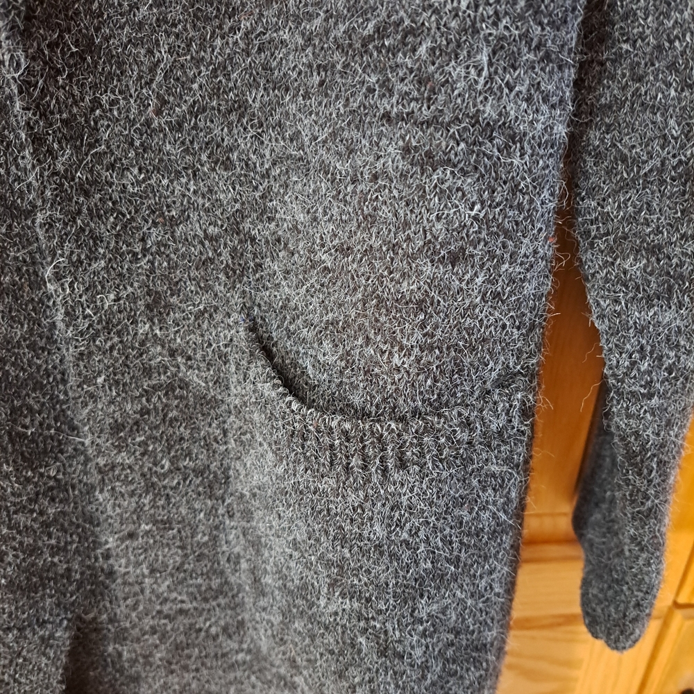 Womens Hoodie Sweater Coat Cardigan Gray Mohair Look - Picture 3 of 7